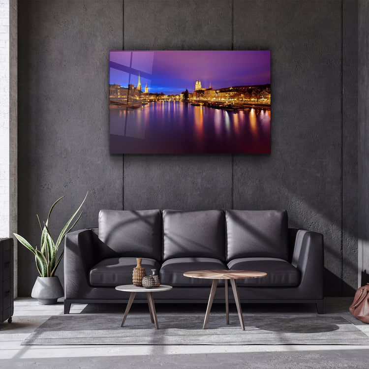 ・"Zurich Night"・Glass Wall Art | Artdesigna Glass Printing Wall Arts.