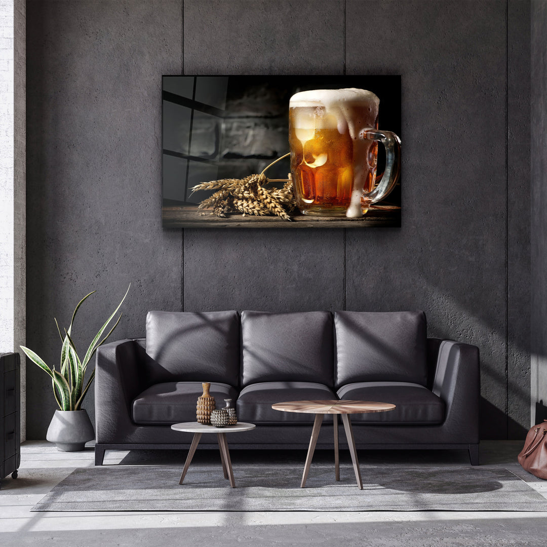 ・"Bubbling Beer"・Glass Wall Art | Artdesigna Glass Printing Wall Arts.