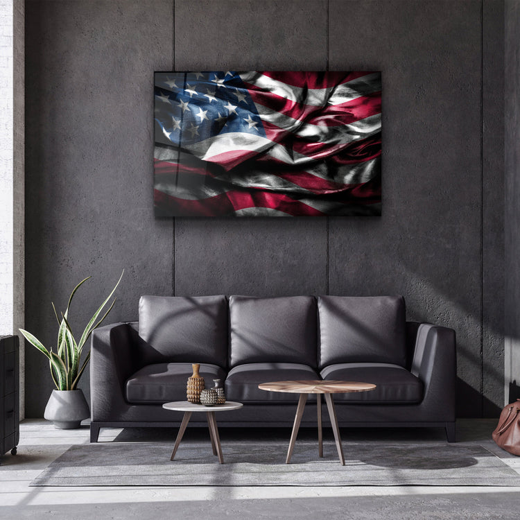 ・"Flag of the U.S."・Glass Wall Art | Artdesigna Glass Printing Wall Arts.