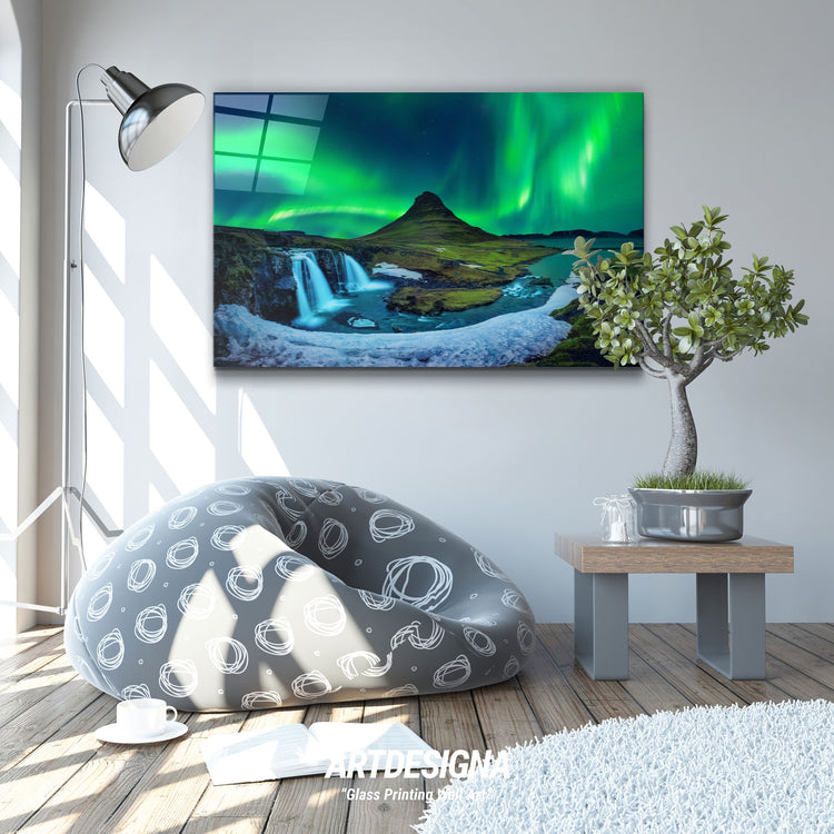 ・"Aurora - Northern Lights"・Glass Wall Art | Artdesigna Glass Printing Wall Arts.