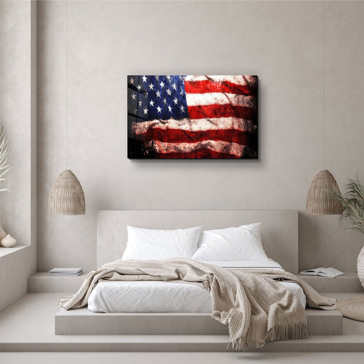 ・"Flag of the U.S."・Glass Wall Art | Artdesigna Glass Printing Wall Arts.