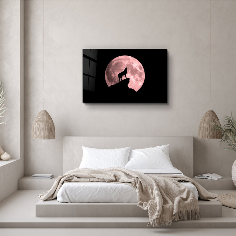 ・"Wolf and Moon"・Glass Wall Art | Artdesigna Glass Printing Wall Arts.