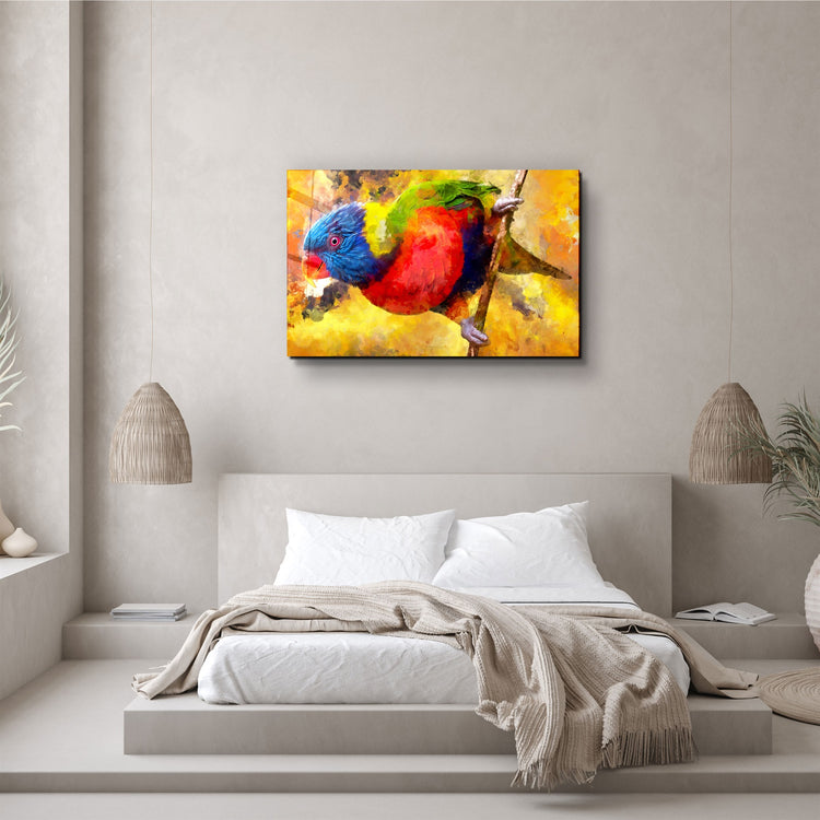 ・"Abstract Colorful Parrot"・Glass Wall Art | Artdesigna Glass Printing Wall Arts.