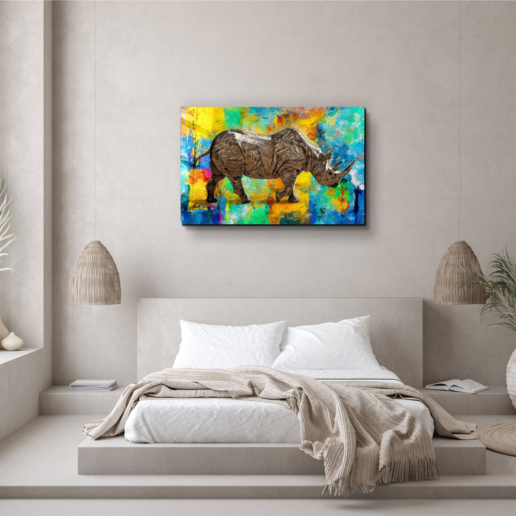 ・"Abstract Rhino V2"・Glass Wall Art | Artdesigna Glass Printing Wall Arts.