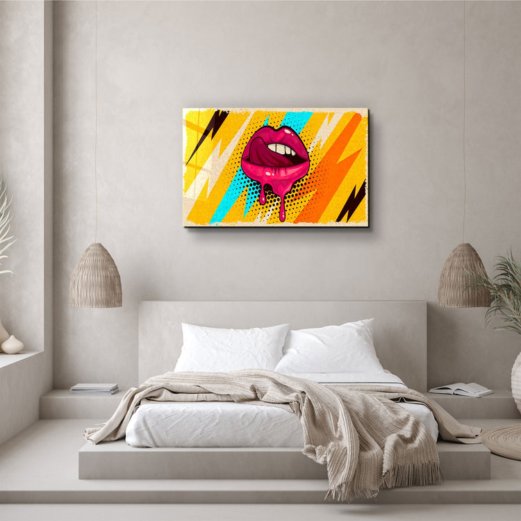 ・"Abstract Pink Lips"・Glass Wall Art | Artdesigna Glass Printing Wall Arts.