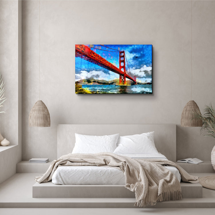 ・"Abstract Colorful Bridge"・Glass Wall Art | Artdesigna Glass Printing Wall Arts.