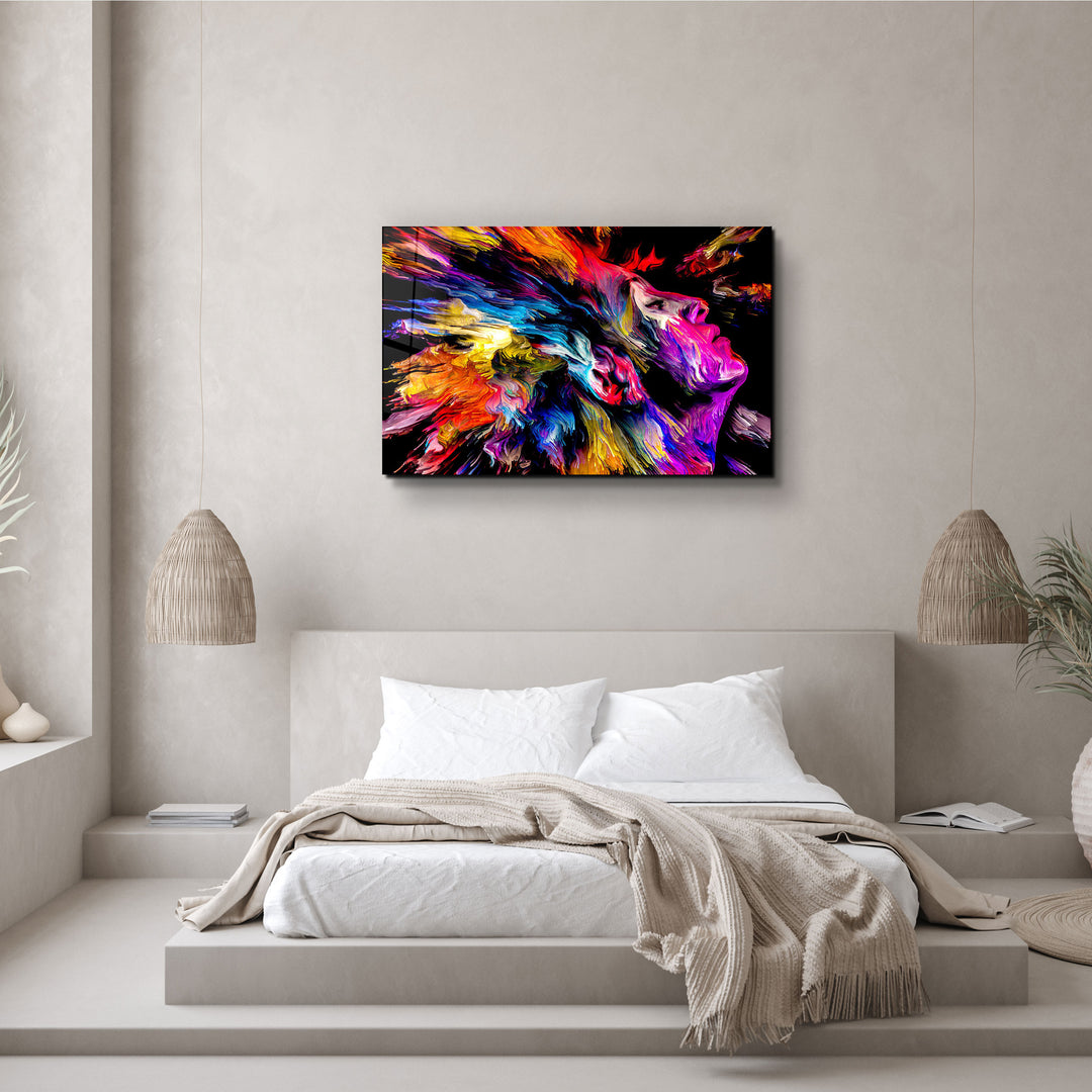 ・"Abstract Colorful Woman Portrait V3"・Glass Wall Art | Artdesigna Glass Printing Wall Arts.