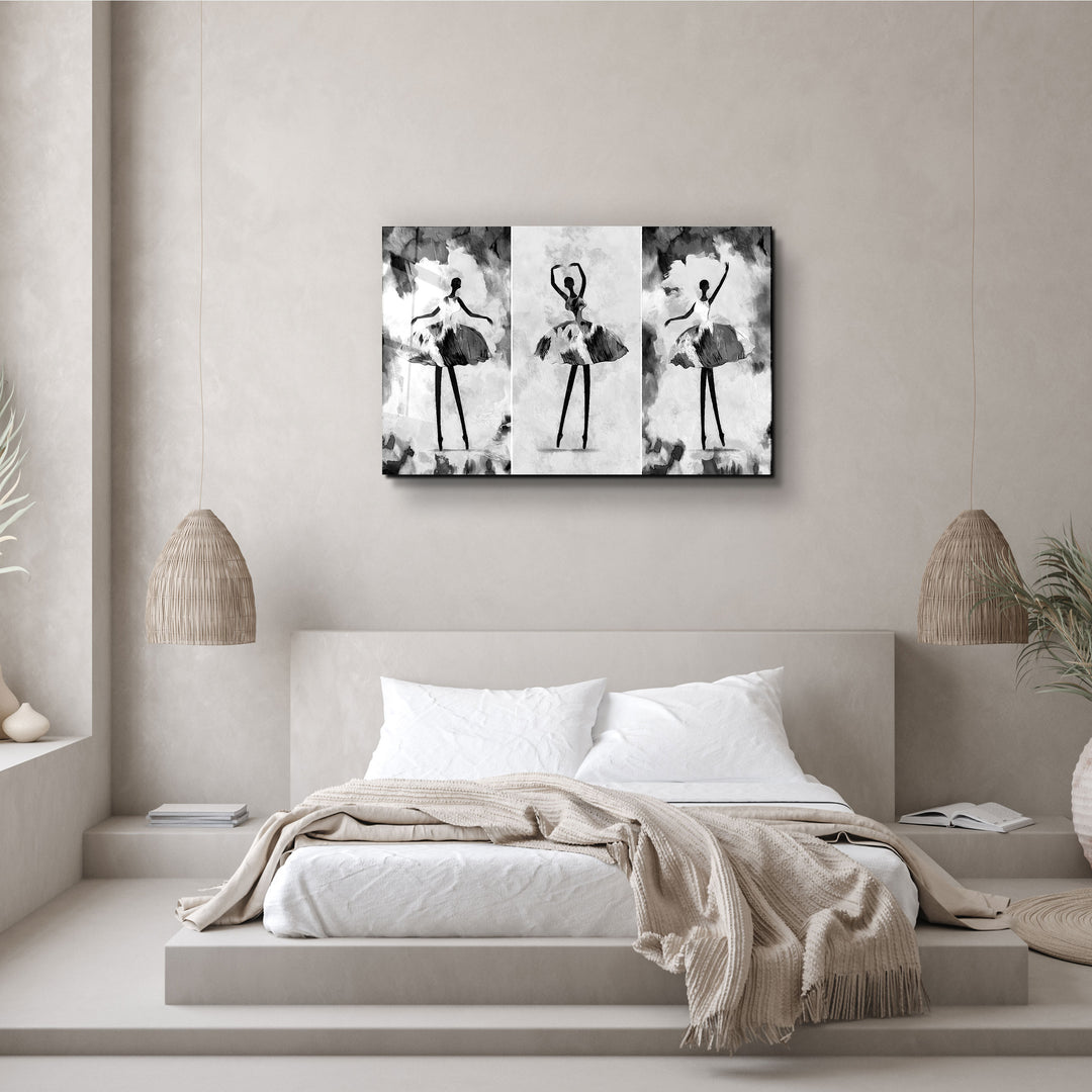 ・"Black and White Ballerina"・Glass Wall Art | Artdesigna Glass Printing Wall Arts.