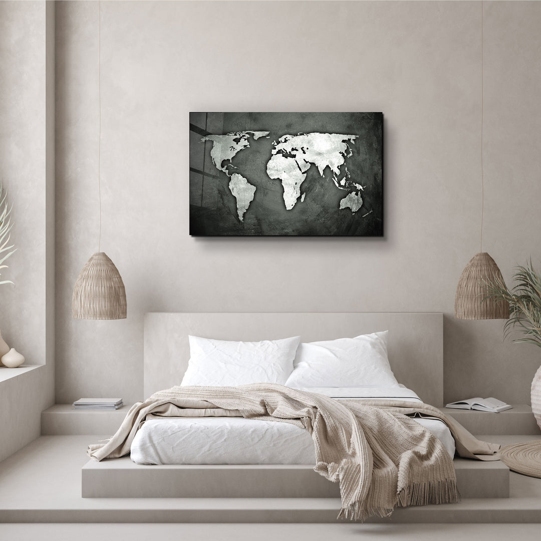 ・"World Map"・Glass Wall Art | Artdesigna Glass Printing Wall Arts.