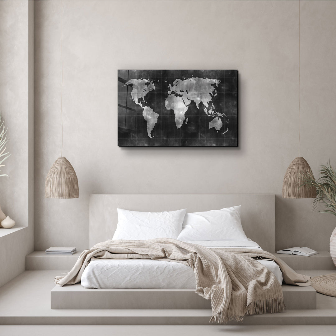 ・"Wold Map"・Glass Wall Art | Artdesigna Glass Printing Wall Arts.