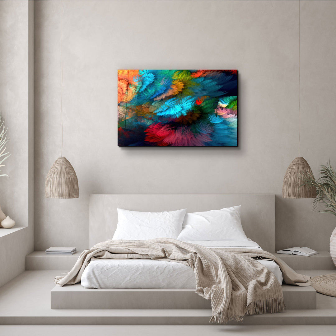 ・"Colorful Plumes"・Glass Wall Art | Artdesigna Glass Printing Wall Arts.