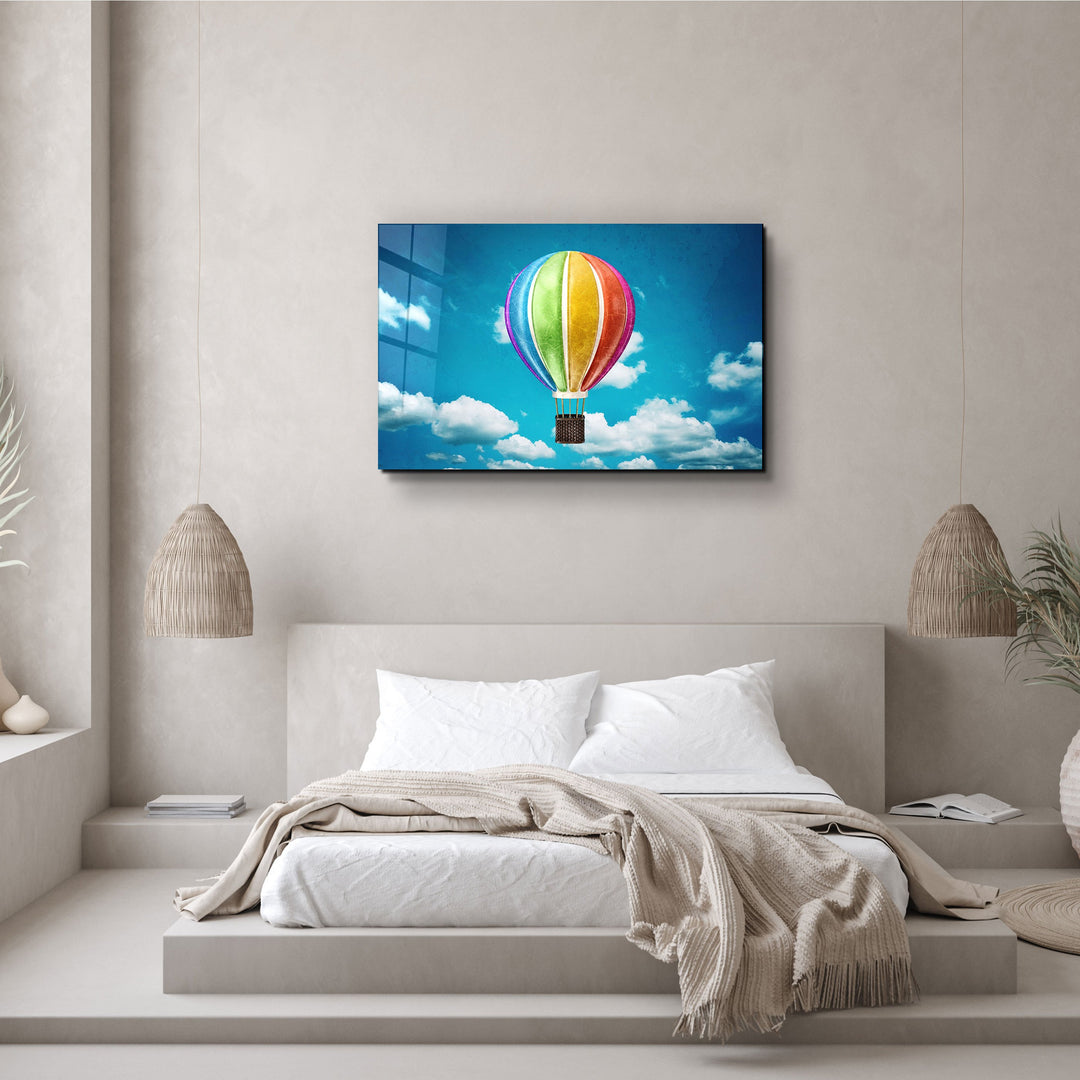 ・"Rainbow Air Balloon"・Glass Wall Art | Artdesigna Glass Printing Wall Arts.