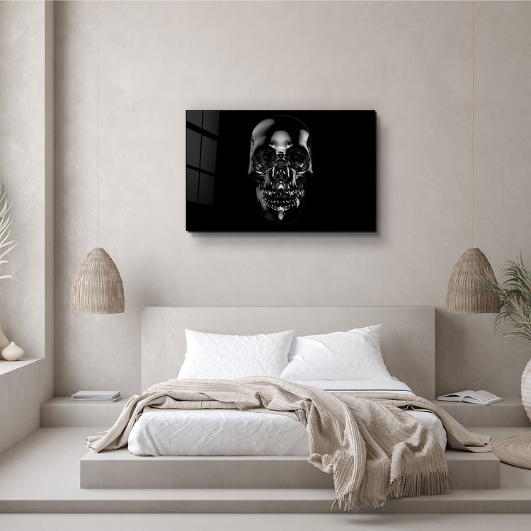 ・"The Black Skull"・Glass Wall Art | Artdesigna Glass Printing Wall Arts.