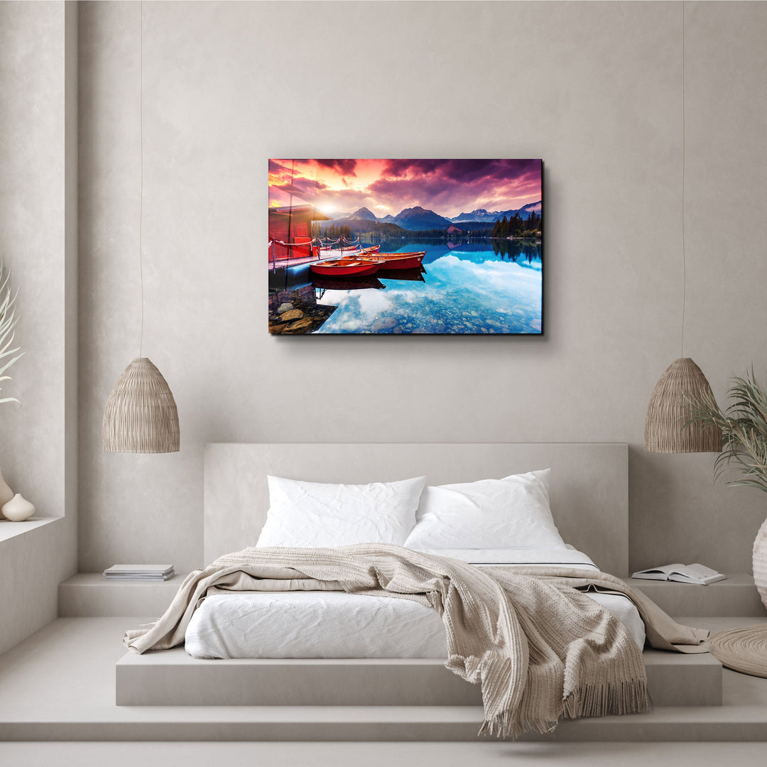 ・"Calm Lake"・Glass Wall Art | Artdesigna Glass Printing Wall Arts.