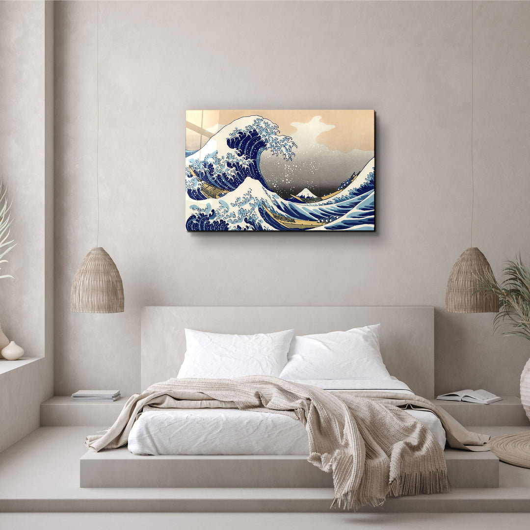 ・"The Great Wave off Kanagawa (1829) by Hokusai"・Glass Wall Art | Artdesigna Glass Printing Wall Arts.