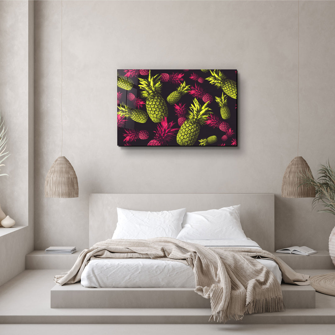 ・"The Pineapples"・Glass Wall Art | Artdesigna Glass Printing Wall Arts.