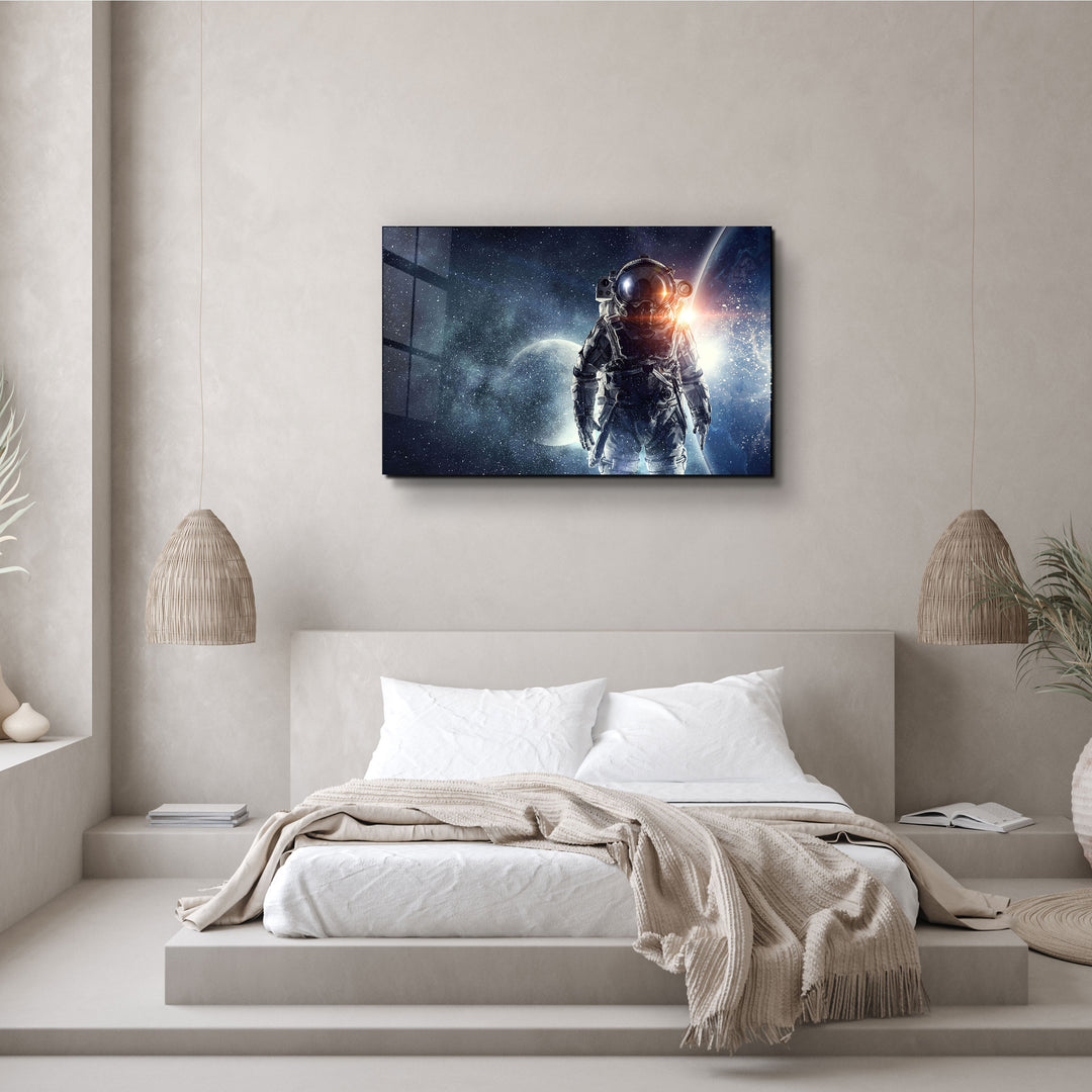 ・"The Cool Astronaut In Space"・Glass Wall Art | Artdesigna Glass Printing Wall Arts.