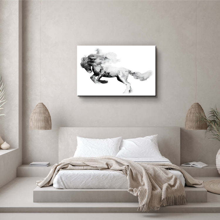 ・"Running Horse Silhouette"・Glass Wall Art | Artdesigna Glass Printing Wall Arts.