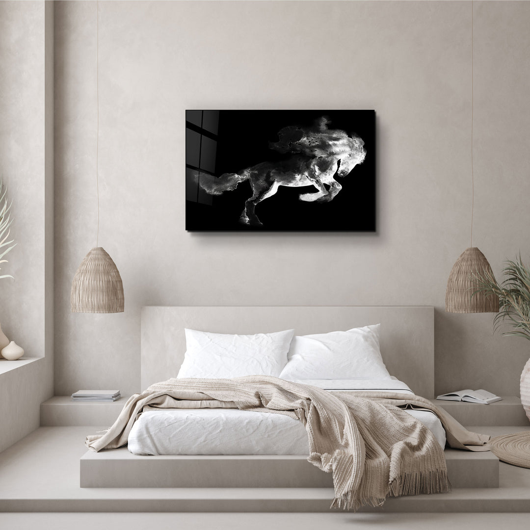 ・"Running Horse Silhouette V2"・Glass Wall Art | Artdesigna Glass Printing Wall Arts.