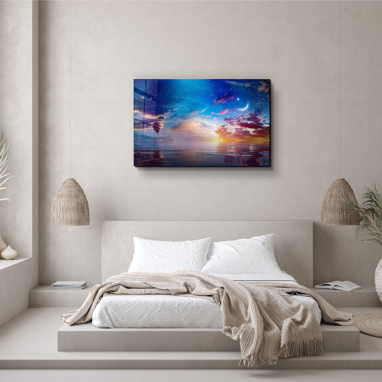 ・"The Crescent Moon Horizon"・Glass Wall Art | Artdesigna Glass Printing Wall Arts.