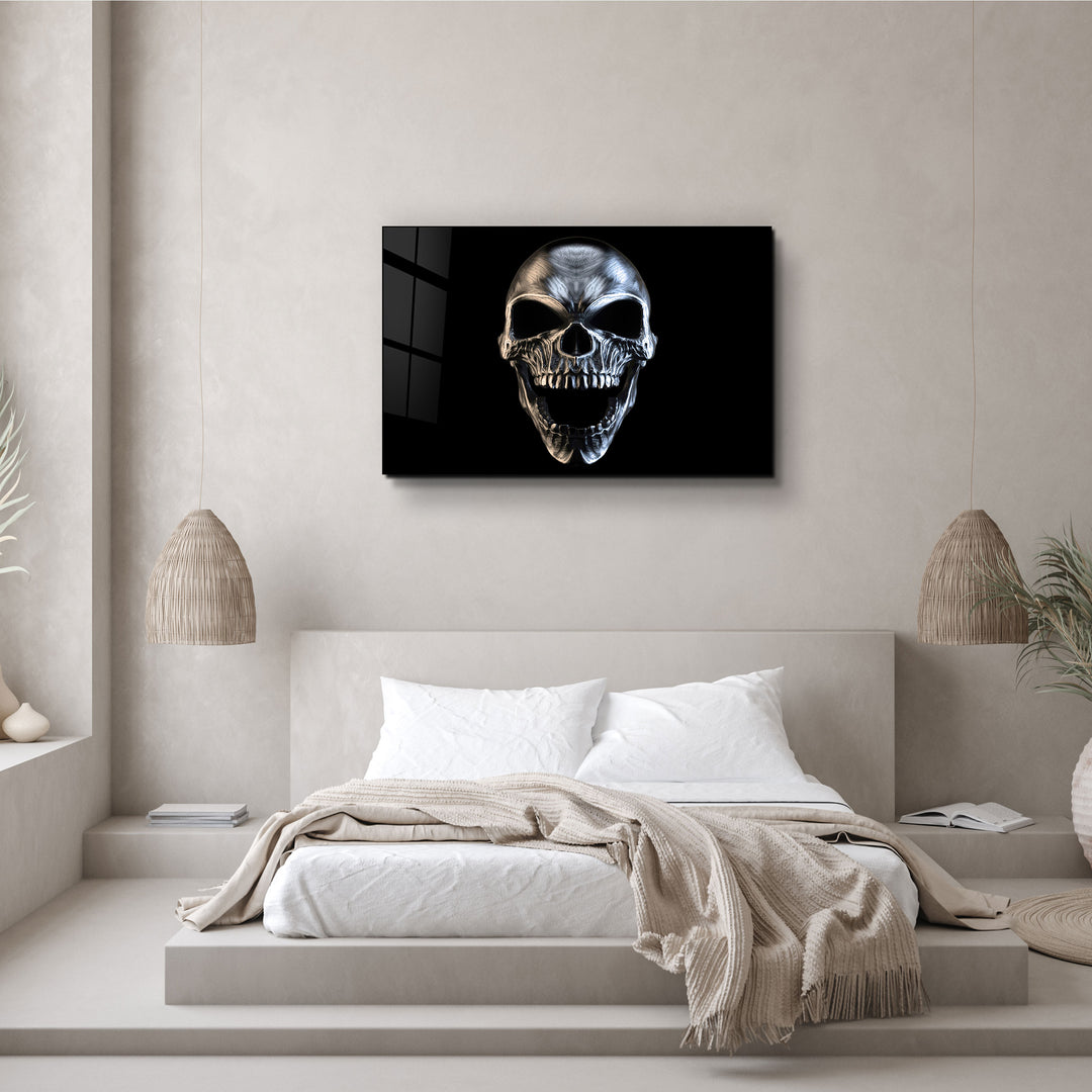 ・"Silver Skull"・Glass Wall Art | Artdesigna Glass Printing Wall Arts.