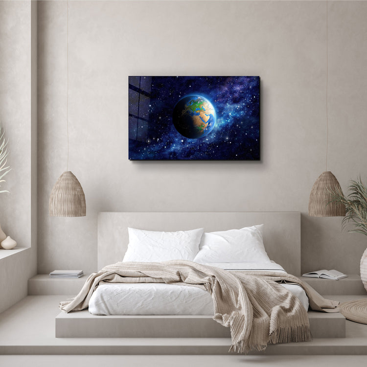 ・"Earth In Space"・Glass Wall Art | Artdesigna Glass Printing Wall Arts.