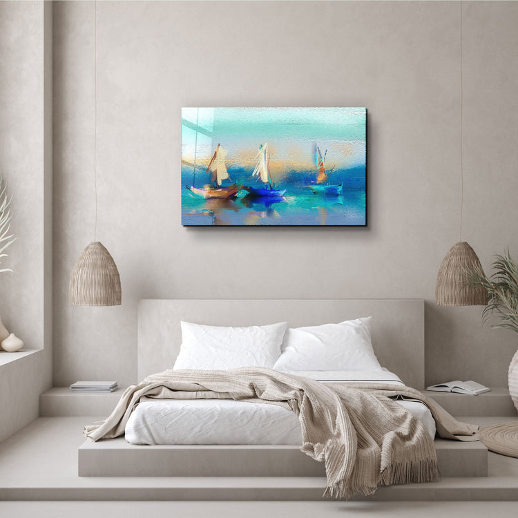 ・"Abstract Boats Art"・Glass Wall Art | Artdesigna Glass Printing Wall Arts.