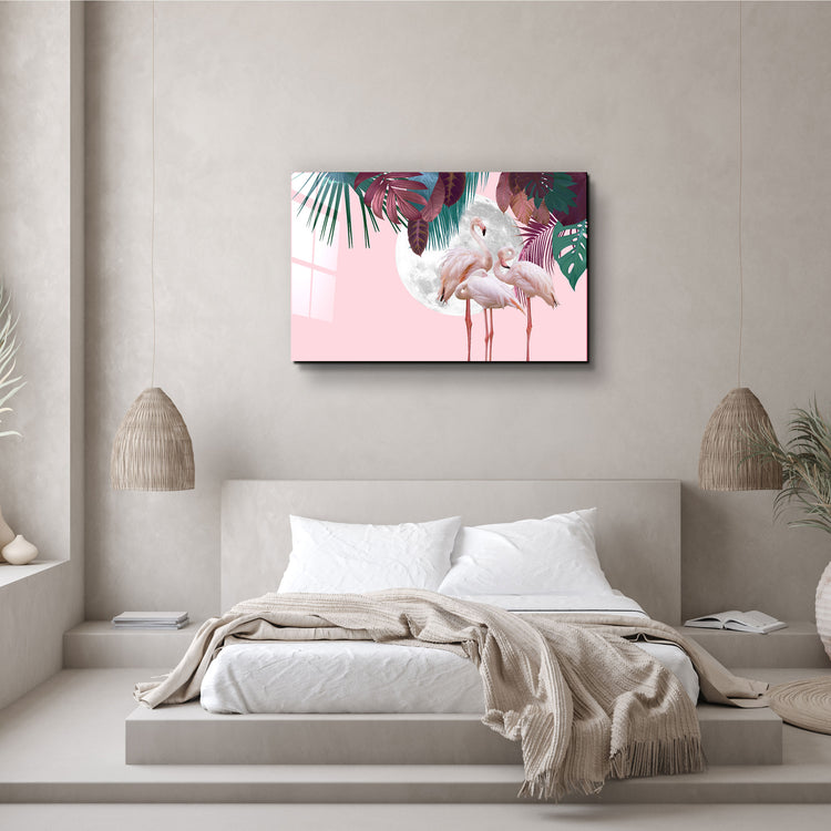 ・"Greater Flamingo"・Glass Wall Art | Artdesigna Glass Printing Wall Arts.