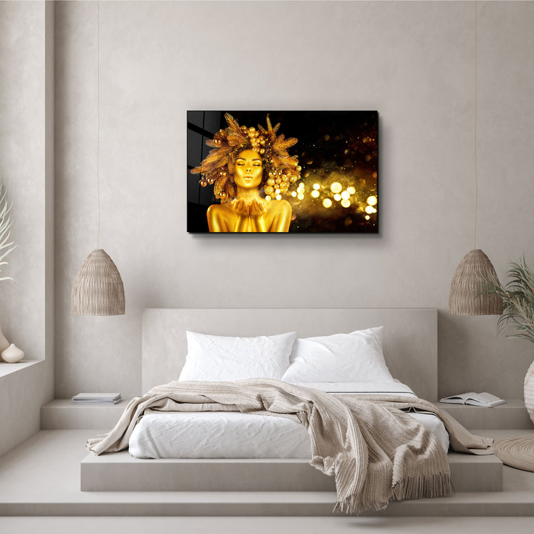 ・"The Beuty Of Golden"・Glass Wall Art | Artdesigna Glass Printing Wall Arts.