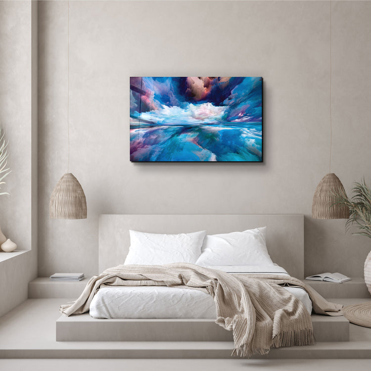 ・"Blue Clouds"・Glass Wall Art | Artdesigna Glass Printing Wall Arts.