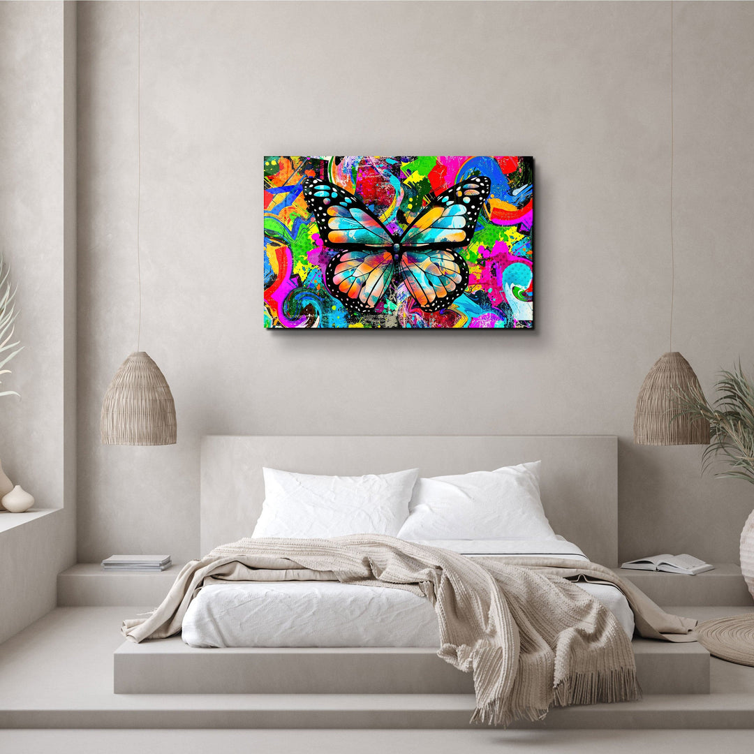 ・"Colorful Butturfly"・Glass Wall Art | Artdesigna Glass Printing Wall Arts.