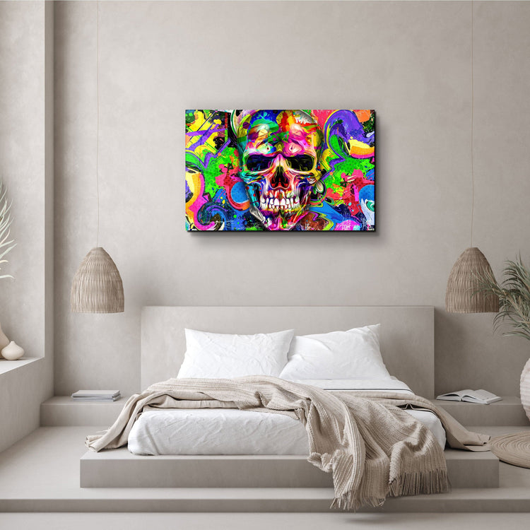 ・"Skull Graffiti Art"・Glass Wall Art | Artdesigna Glass Printing Wall Arts.