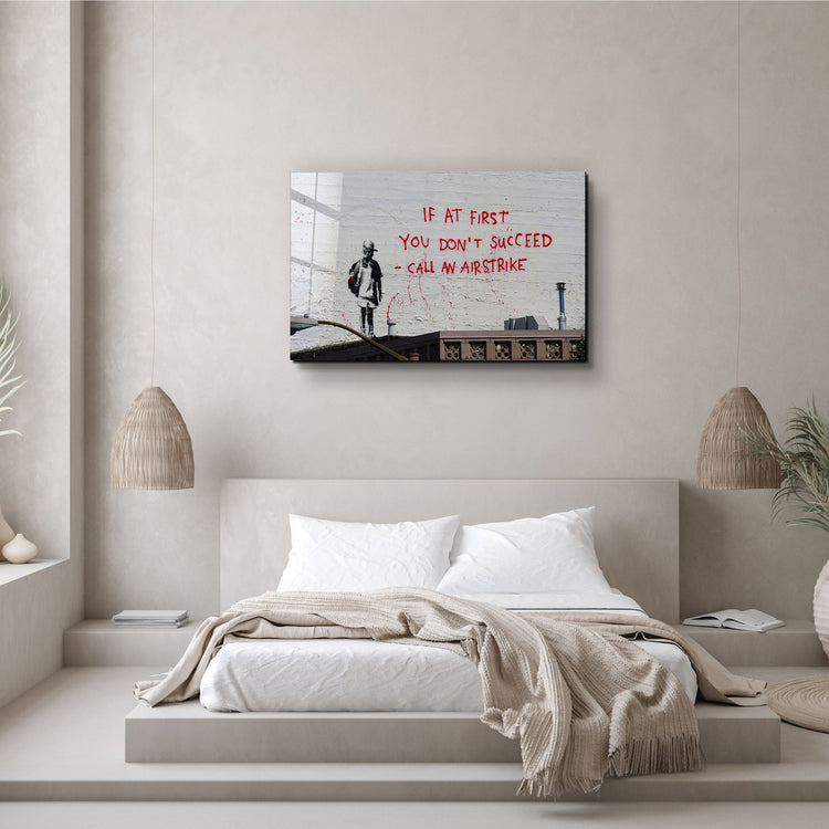 ・"Banksy - Call an Airstrike"・Glass Wall Art | Artdesigna Glass Printing Wall Arts.