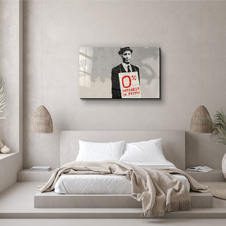 ・"Banksy - Zero Percent Interest"・Glass Wall Art | Artdesigna Glass Printing Wall Arts.