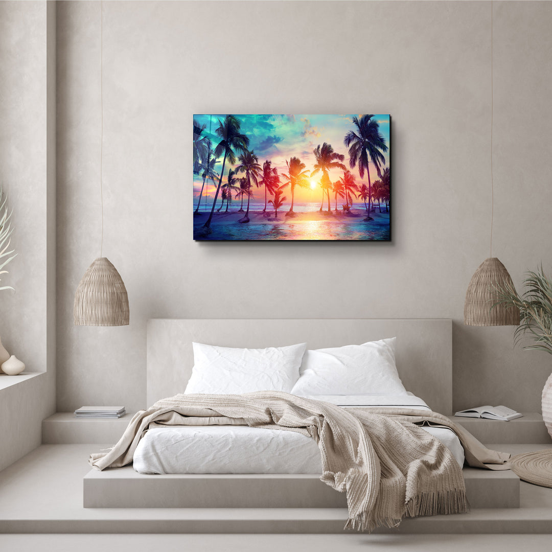 ・"Palm Trees "・Glass Wall Art | Artdesigna Glass Printing Wall Arts.