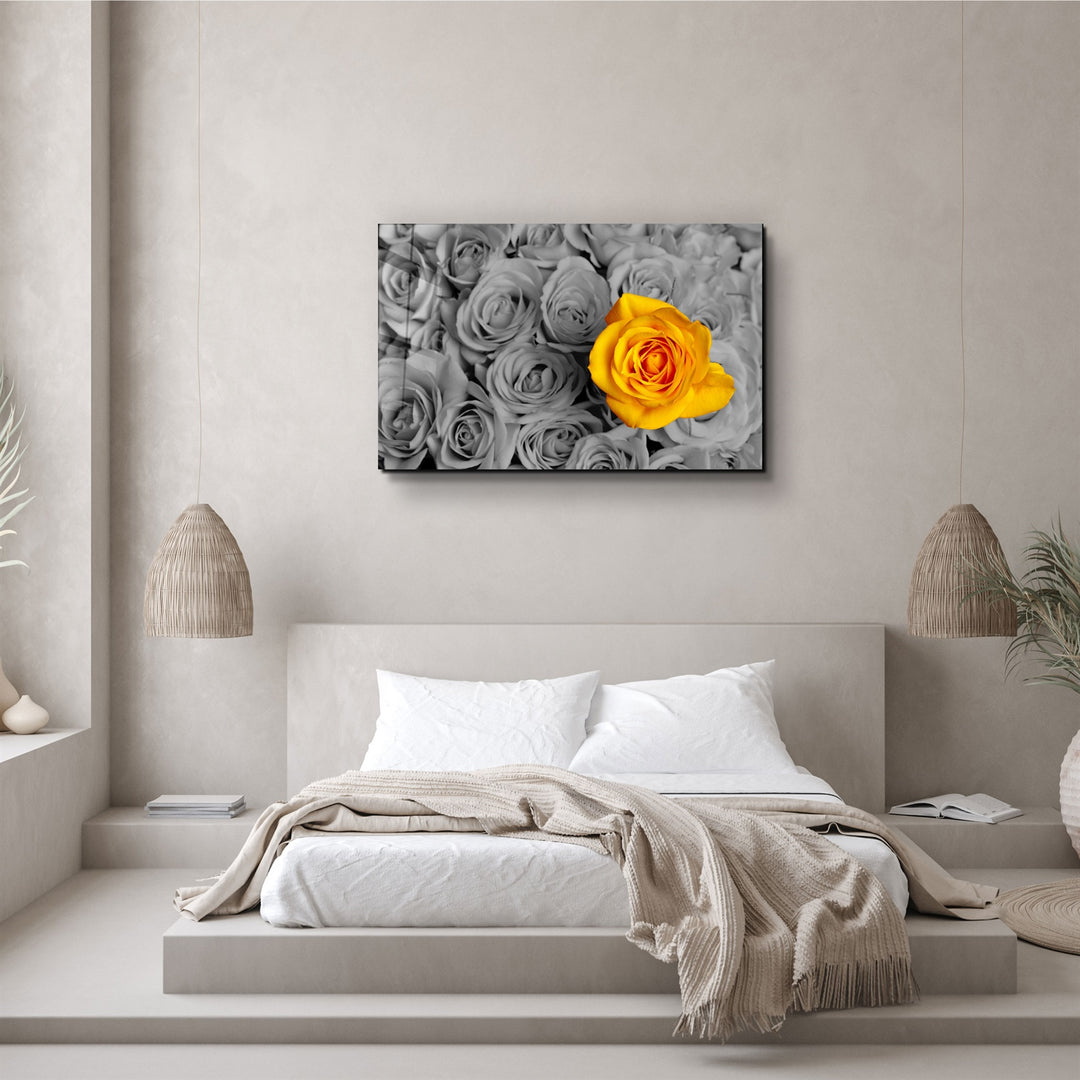 ・"Yellow Rose"・Glass Wall Art | Artdesigna Glass Printing Wall Arts.