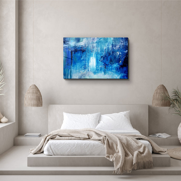 ・"Blue Fall"・Glass Wall Art | Artdesigna Glass Printing Wall Arts.