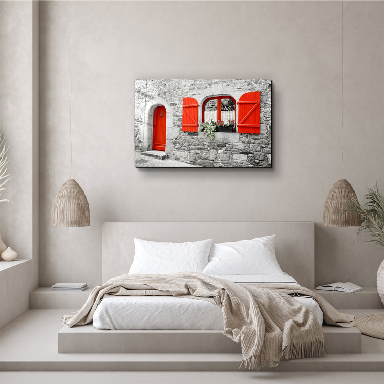 ・"Red Door"・Glass Wall Art | Artdesigna Glass Printing Wall Arts.