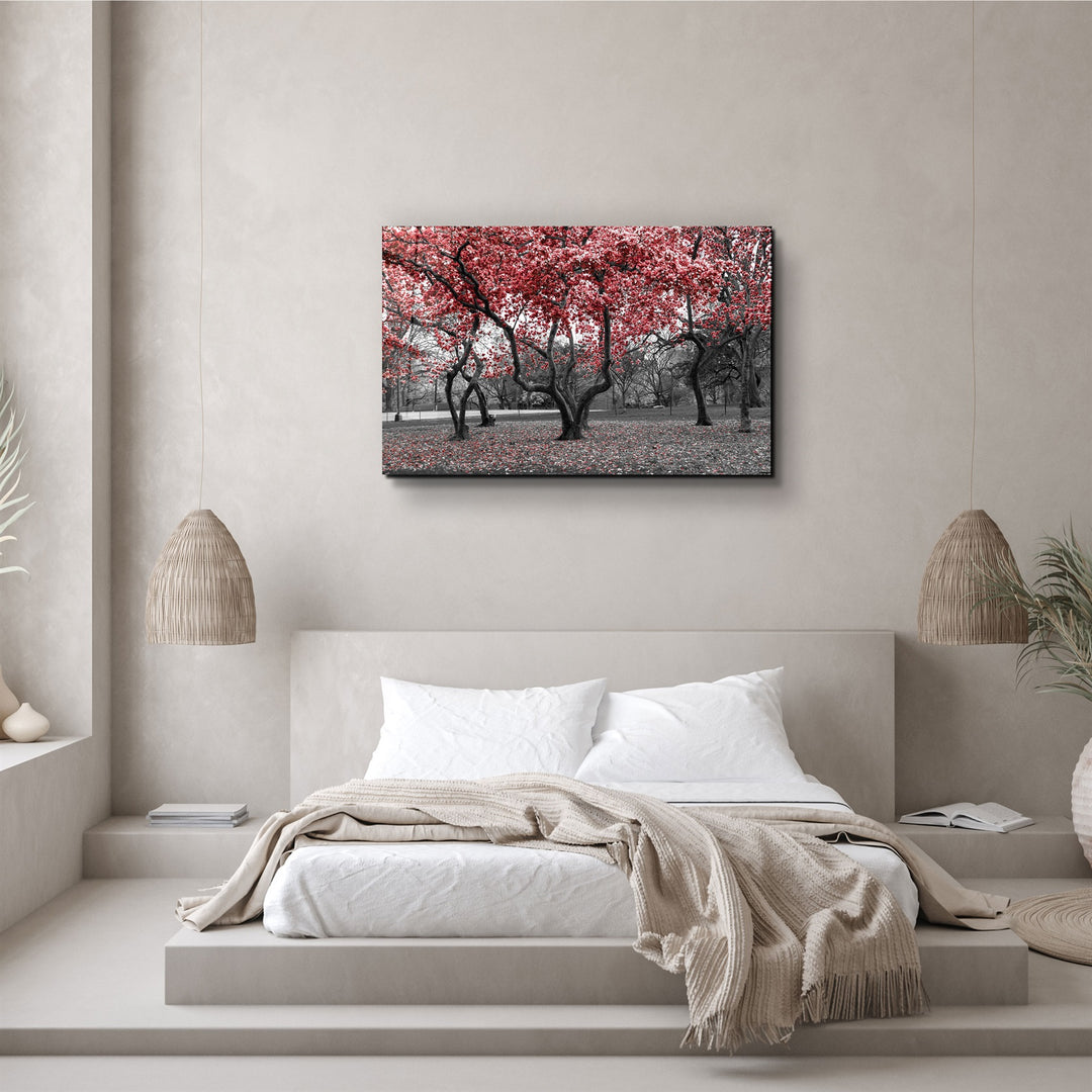 ・"Red Tree 2"・Glass Wall Art | Artdesigna Glass Printing Wall Arts.