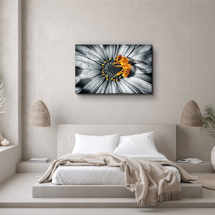 ・"Honey Bee"・Glass Wall Art | Artdesigna Glass Printing Wall Arts.