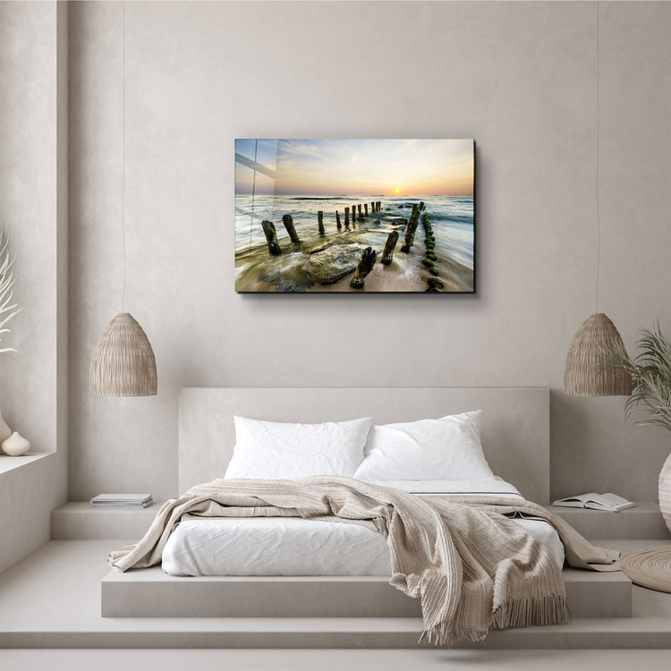 ・"Pier Ruin"・Glass Wall Art | Artdesigna Glass Printing Wall Arts.