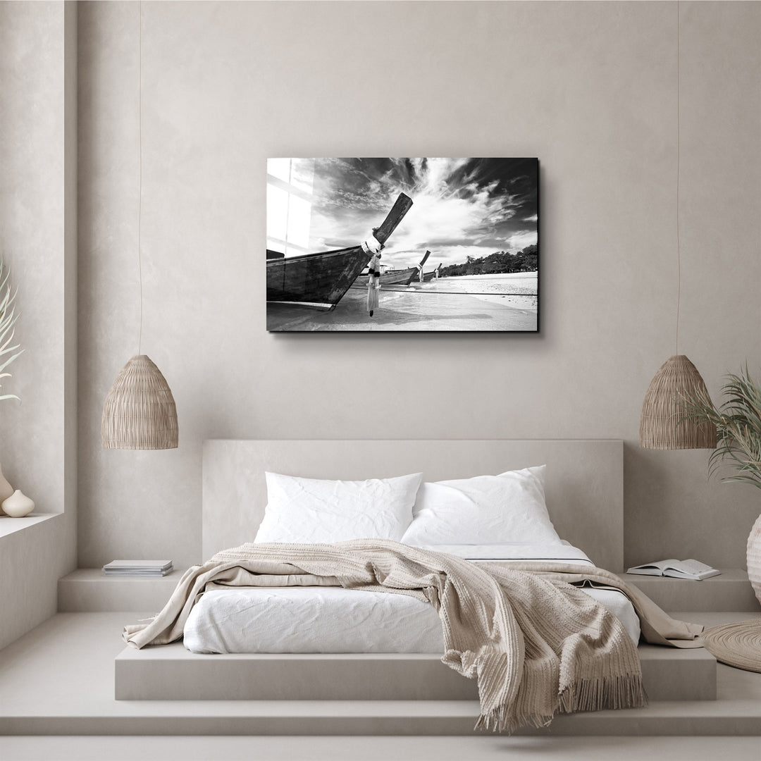 ・"Boats on the Beach"・Glass Wall Art | Artdesigna Glass Printing Wall Arts.