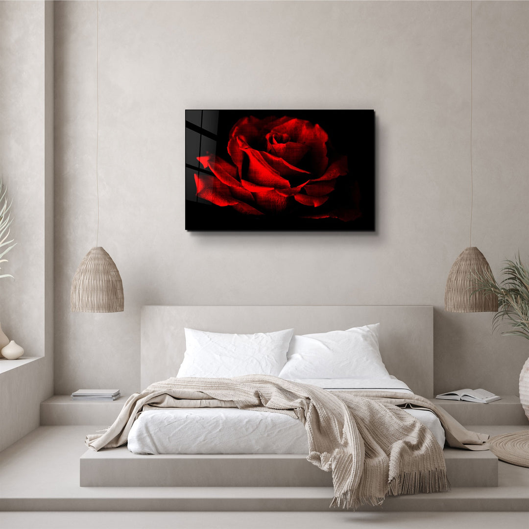 ・"Red Rose Vintage"・Glass Wall Art | Artdesigna Glass Printing Wall Arts.