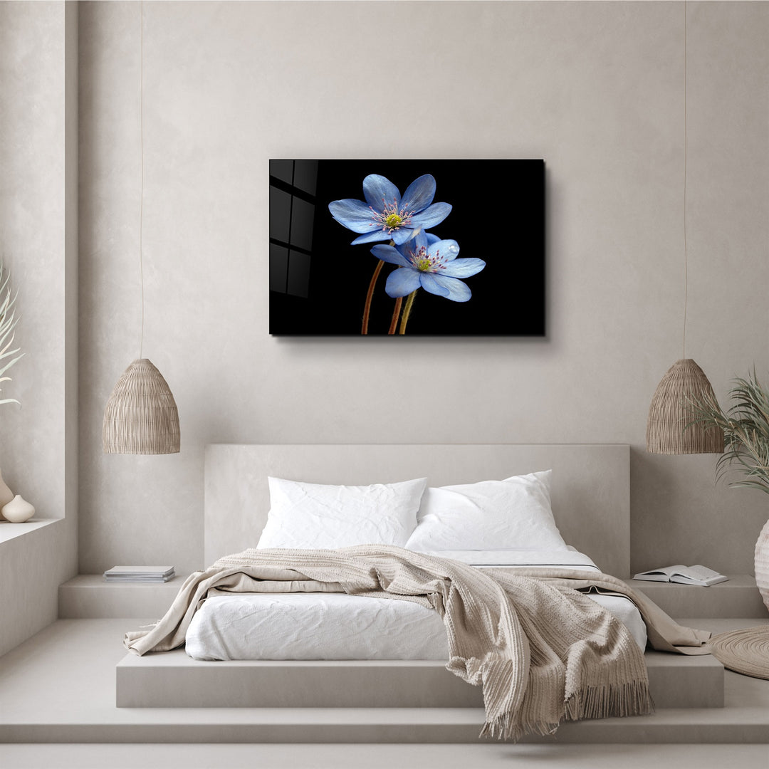 ・"Blue Flower"・Glass Wall Art | Artdesigna Glass Printing Wall Arts.