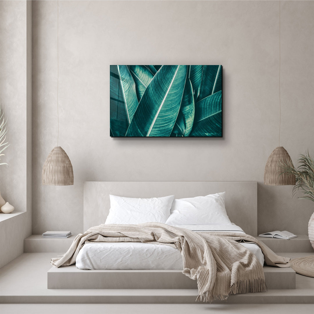 ・"Green Tropical Leaf 2"・Glass Wall Art | Artdesigna Glass Printing Wall Arts.