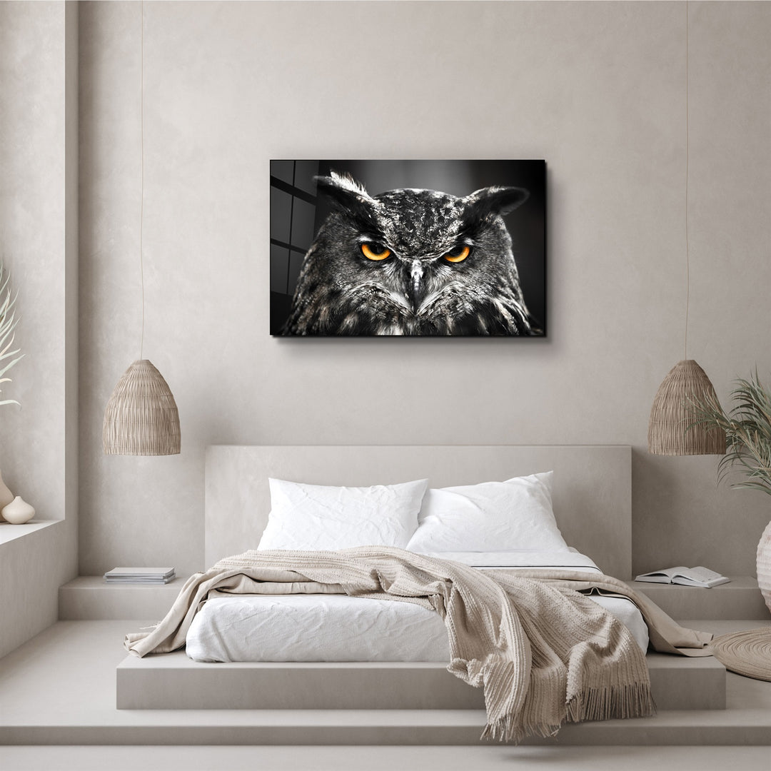 ・"Owl"・Glass Wall Art | Artdesigna Glass Printing Wall Arts.