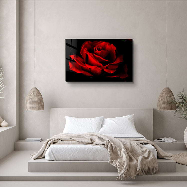 ・"Red Rose"・Glass Wall Art | Artdesigna Glass Printing Wall Arts.