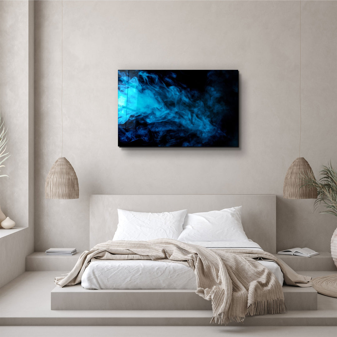 ・"Blue Smoke"・Glass Wall Art | Artdesigna Glass Printing Wall Arts.