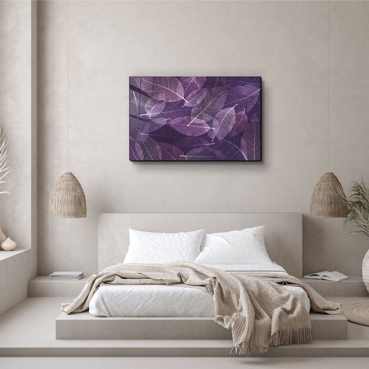 ・"Purple Leaf"・Glass Wall Art | Artdesigna Glass Printing Wall Arts.