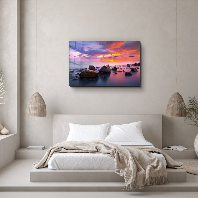 ・"Sunset at Sea"・Glass Wall Art | Artdesigna Glass Printing Wall Arts.